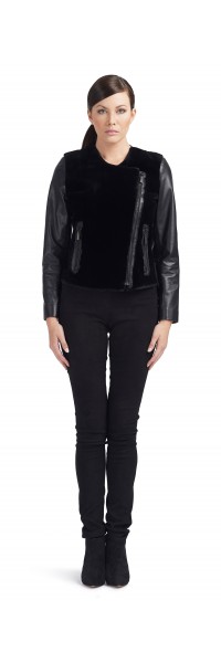 Beth Black Beaver/Leather Jacket