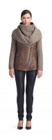 Ivory Taupe Knitted Wool/Leather Jacket