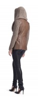 Ivory Taupe Knitted Wool/Leather Jacket