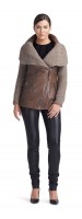 Ivory Taupe Knitted Wool/Leather Jacket