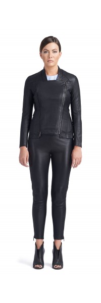 Mandy Black Stretch Leather Jacket