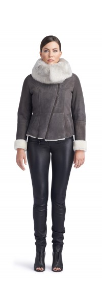 Nadia Charcoal/White Shearling Jacket