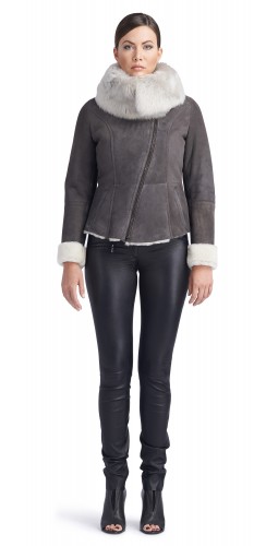 Nadia Charcoal/White Shearling Jacket