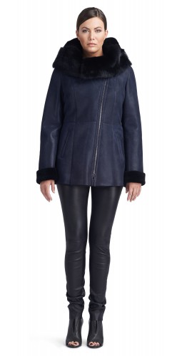 Nadine Navy/Black Shearling Jacket