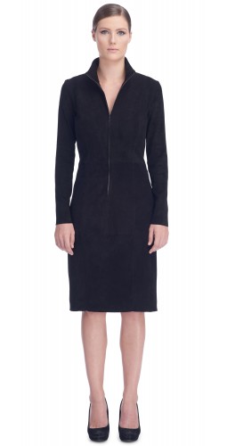 Eliza Black Stretch Suede Dress