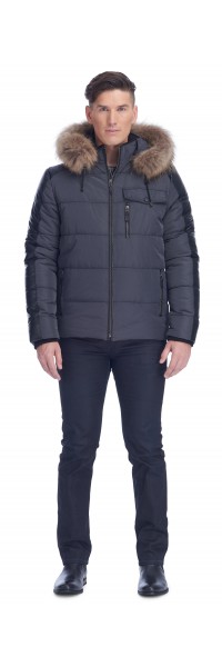 Paolo Leather-Nylon Puffer