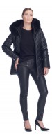 Paris Black Leather Puffy Jacket