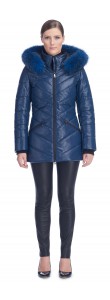 Paris Blue Leather Puffy Jacket