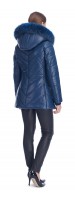 Paris Blue Leather Puffy Jacket