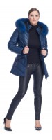 Paris Blue Leather Puffy Jacket