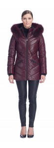 Paris Burgundy Leather Puffy Jacket