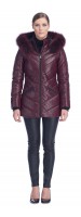 Paris Burgundy Leather Puffy Jacket