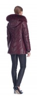 Paris Burgundy Leather Puffy Jacket