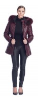 Paris Burgundy Leather Puffy Jacket