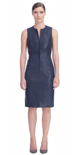 Ria Navy Stretch Lambskin Dress