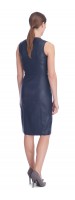 Ria Navy Stretch Lambskin Dress