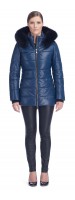 Sandy Blue Leather Puffy Jacket