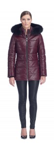 Sandy Burgundy Leather Puffy Jacket