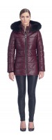 Sandy Burgundy Leather Puffy Jacket