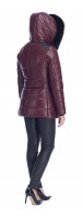 Sandy Burgundy Leather Puffy Jacket