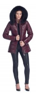 Sandy Burgundy Leather Puffy Jacket