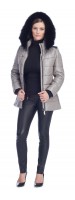 Sandy Cement Leather Puffy Jacket