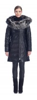 Stephanie Black Leather Puffy Coat