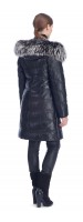 Stephanie Black Leather Puffy Coat