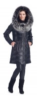 Stephanie Black Leather Puffy Coat
