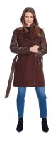 Miranda Nutmeg Wool/Leather Coat