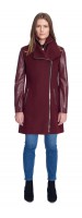 Miranda Burgundy Wool/Leather Coat