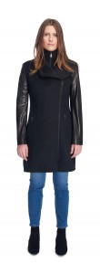 Miranda Black Wool/Leather Coat