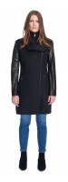 Miranda Black Wool/Leather Coat