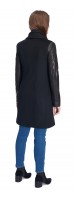 Miranda Black Wool/Leather Coat