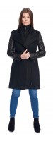 Miranda Black Wool/Leather Coat