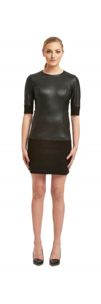 Macy Black Stretch Leather/Suede Dress