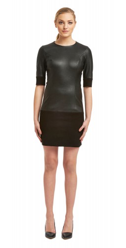 Macy Black Stretch Leather/Suede Dress