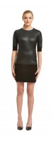 Macy Black Stretch Leather/Suede Dress