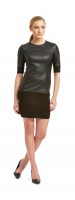 Macy Black Stretch Leather/Suede Dress