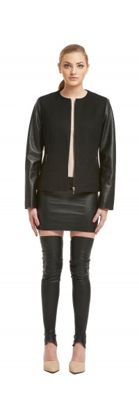 Maya Black Wool/Leather Jacket