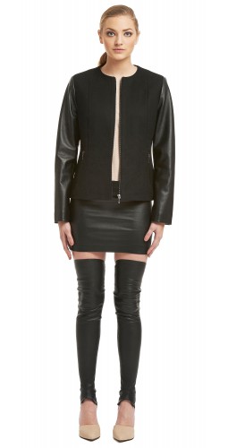 Maya Black Wool/Leather Jacket